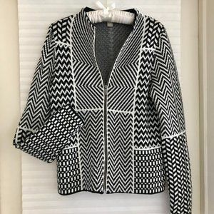 Banana Republic B&W Op Art Sweater Jacket M